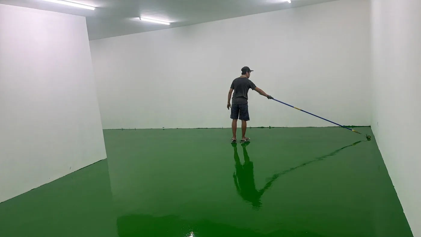 Proses pengaplikasian epoxy hijau